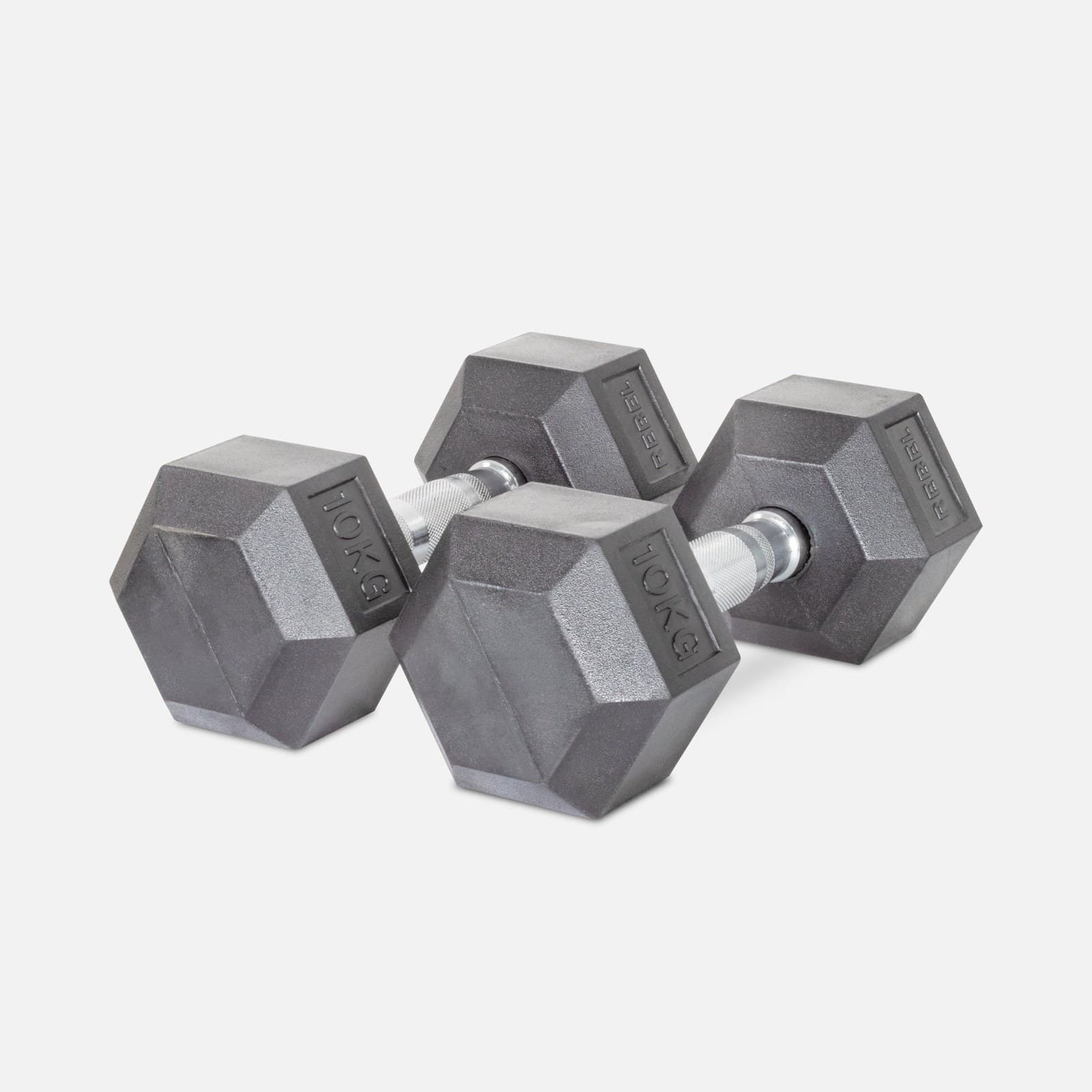 Rubber Hex Dumbbell — 10kg (Pair)